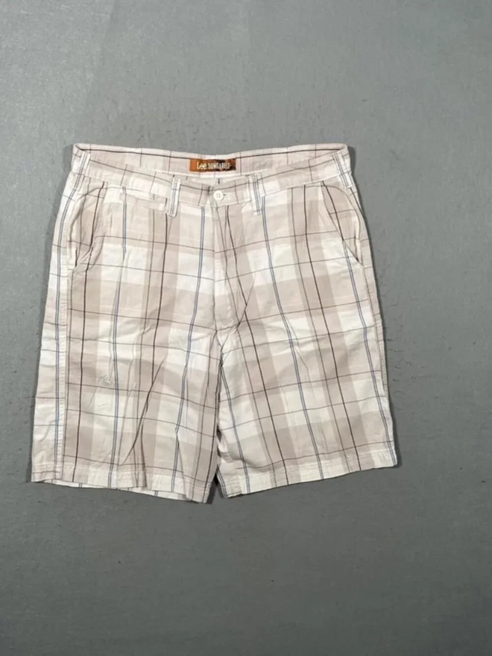 Lee Cream Chequered Chino Shorts Smart Casual Summer W36